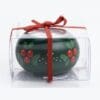 Green hand painted candle holder